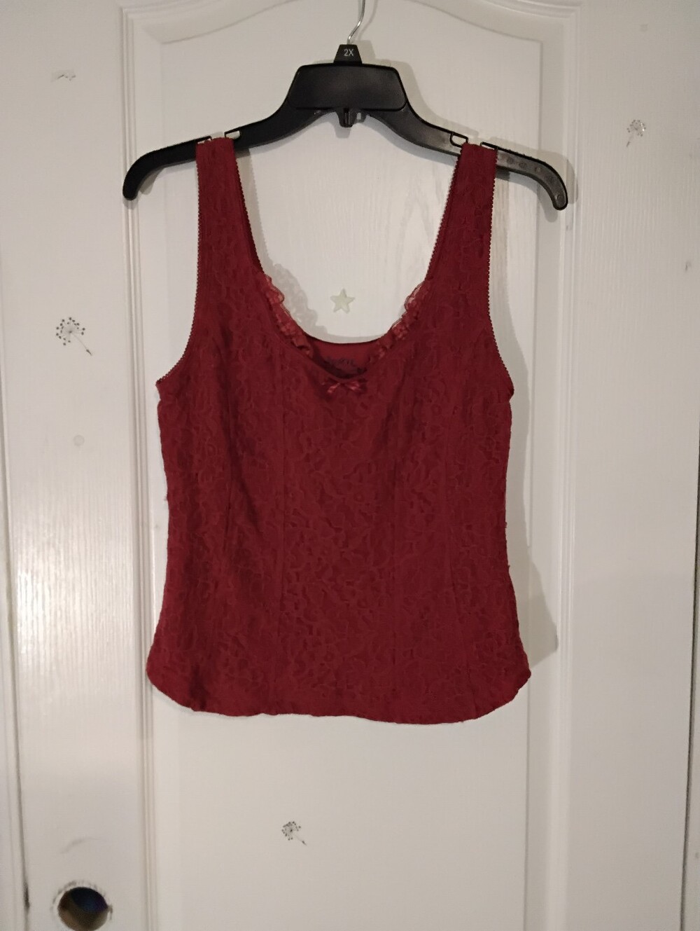 So Wear It Declare It Deep Red Lace Camisole Tank - XL